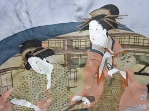 アンティーク　美人画模様男物長襦袢